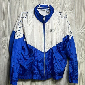 Women’s Vintage Reebok Wind Breaker Jacket Blue White Size Medium